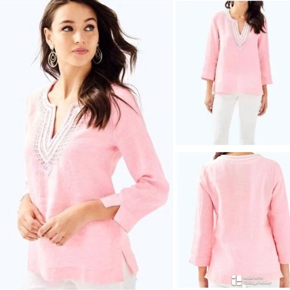 Lilly Pulitzer 100% linen Amelia Island Resort Top - Picture 1 of 12